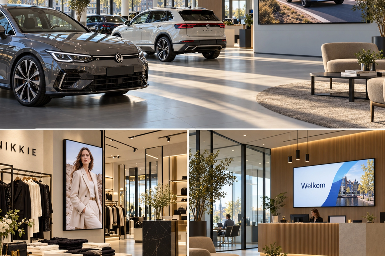 FlexCast; trots op onze klanten. Automotive en retail digital signage.
