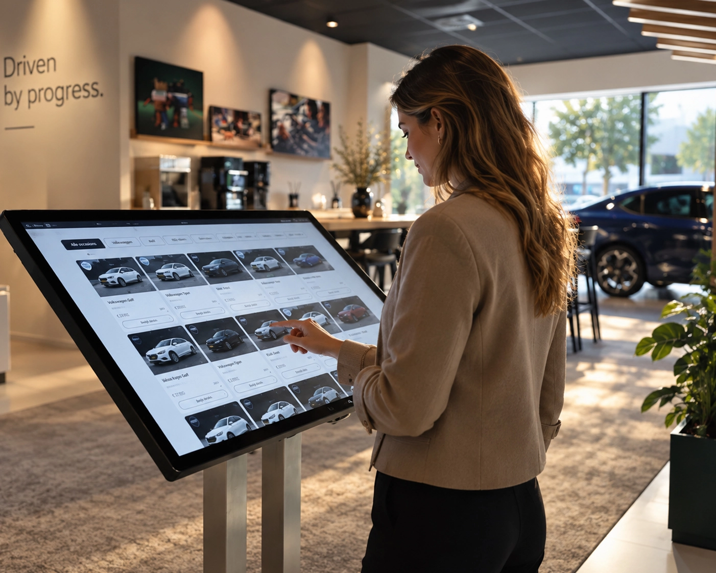 Narrwocasting touchscreen met occasion en product aanbod